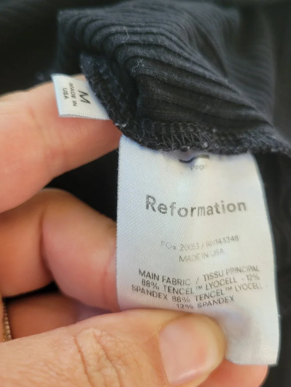 Reformation Black Ribbed Long Sleeve Crop Top
